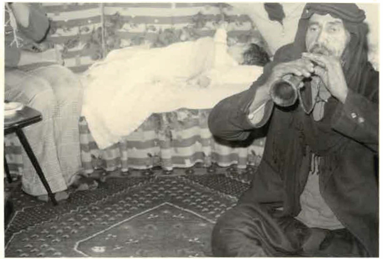 Figure 11. The mizmār-player from recording 239 (photograph by Jan Ekkehart Royl).