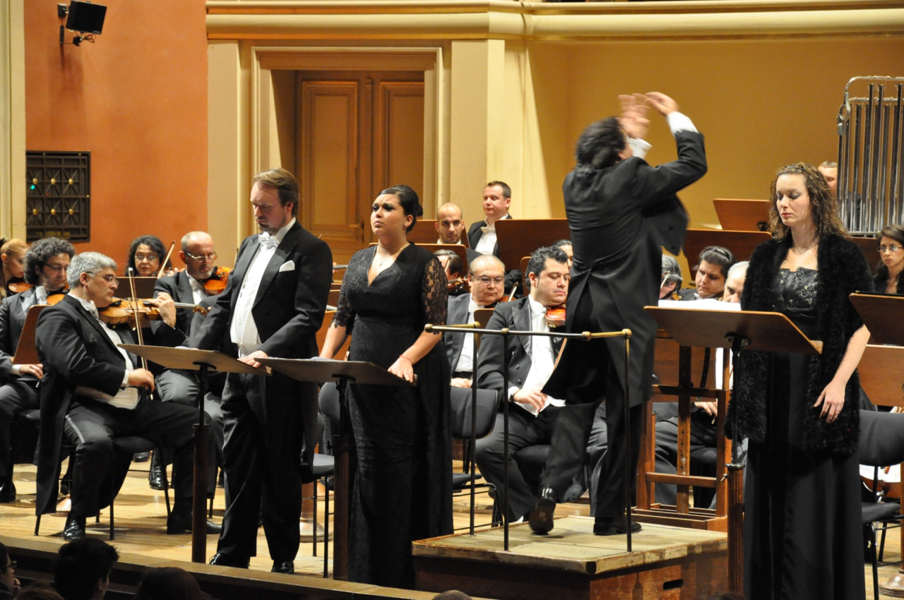 Figure 2. Requiem for Auschwitz, 4 November 2012, Rudolfinum, Prague. Pavlína Matiová stands at the front in the middle (photograph by the author).