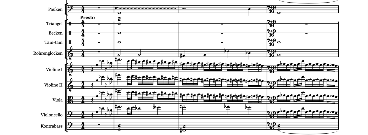 Figure 1. Bars 1–4 of the prelude of Symphonia Romani – Bari Duk (courtesy of Adrian Gaspar, all rights reserved).